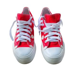 Disney Minnie Mouse Sneakers Women Size 9 Red Polka Dot Excellent Platform Shoes